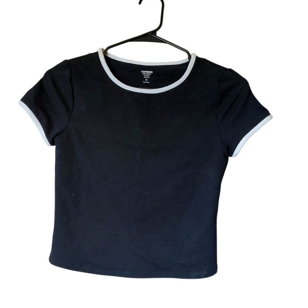 Express Black and White Body Contour Tee